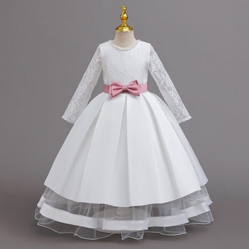 Kids Bowknot Lace Princess Tutu Dress Girls Formal Birthday Evening Pageant Gown - Picture 26 of 28