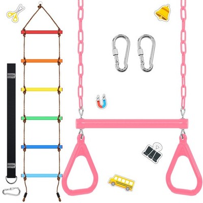 2 Pack Gym Swing Sets 48'' Trapeze Swing Bar Monkey Bar Heavy Duty Chain with...