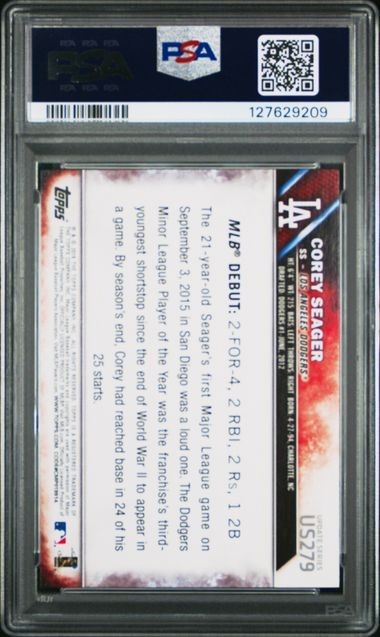 COREY SEAGER 2016 Topps UPDATE #US279 PSA 10 GEM MINT RC view 2