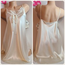 VTG Cinema Etoile Silky Satin Embroidered Babydoll Chemise Size Lg