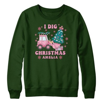 Personalisierter Mädchen Weihnachtspullover rosa Traktor individuell Tochter Nichten Name Festi...