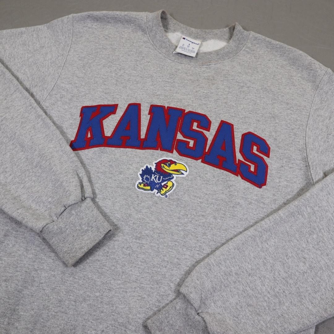 Champion Kansas Jayhawks Sweatshirt Mens S Pullover Crewneck College NCAA