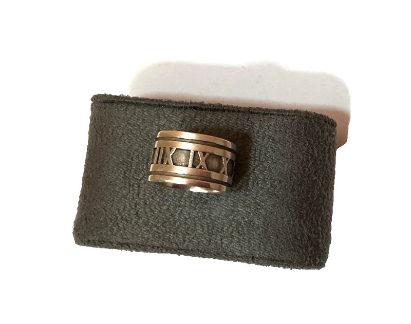 Tiffany & Co Atlas Roman Numeral Wide Ring Sterling Silver 925 Size 5.75 - 6