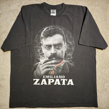 Vtg Y2k Emiliano Zapata Mexico Mens 2XL T-shirt Super Heavy Grunge Chicano Punk