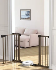 Cumbor 29.7-46" Baby Gate for Stairs, Mom's Choice Awards Winner Brown