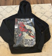 NWT Men Large Marvel Hoodie Black Amazing Spider-Man Impossible Escape Graphic L