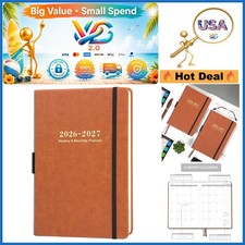 2026-2027 Weekly Monthly Planner with Stickers Faux Leather 5.75" x 8.25"