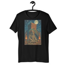 Camiseta Noche Templo Azteca Pirámide Maya Luna Vintage Arte Mexicano Camiseta