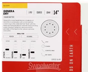 Evans Genera Dry Snare Head - 14" - Coated - Image 2 of 3