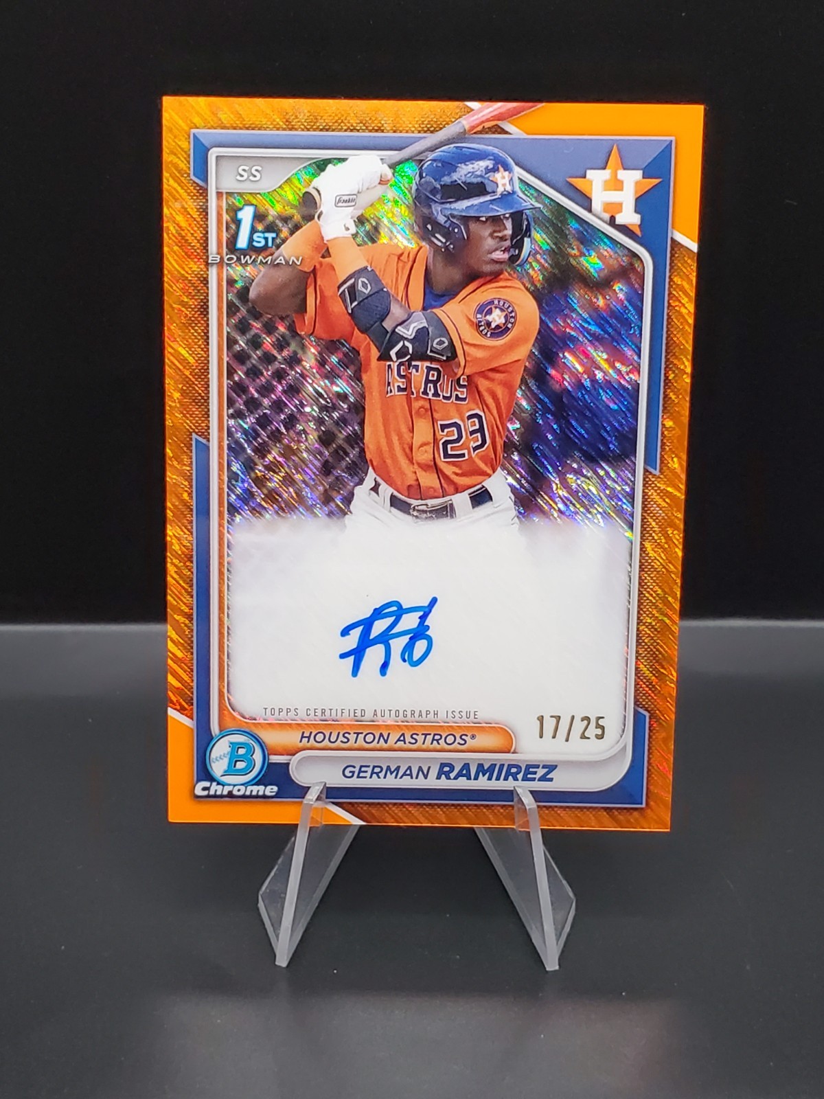 2024 Bowman Chrome German Ramirez 1st Orange Shimmer  Auto /25 Houston Astros
