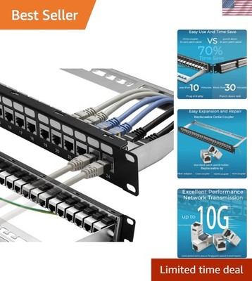 Compact 24 Port Patch Panel for Cat6A with Easy Setup and Expansion Features