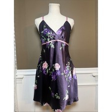 Y2K Jones New York Satin Floral Slip Dress Nightgown Purple L
