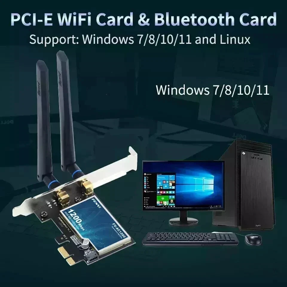 Bluetooth Dual Band AC1200 PCI-E Wireless Card for Desktop PCI wifi adapter 4.0 - Image 2 of 4