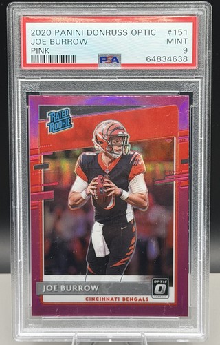 2020 Panini Donruss Optic - Rated Rookies Joe Burrow #151 Pink Prizm (RC) PSA 9