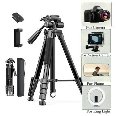 73'' Aluminum Camera Tripod  with Quick Release, Phone Clip & Carry Bag for DSLR