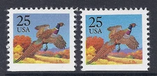 1988 US SC# 2283 & 2283b - Pheasant + Red Sky Omitted/Removed Error Variety EFO