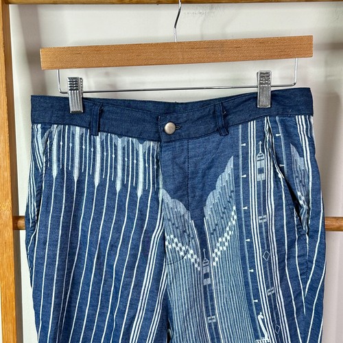 OneTeaspoon Pants Womens Small Blue Striped Geometric High Rise Slim Leg - Picture 4 of 13