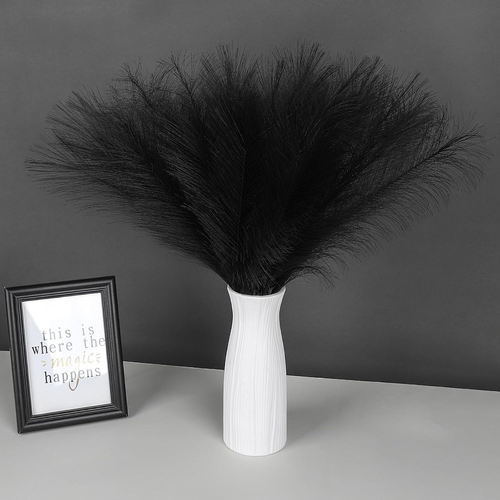 30 Pcs Pampas Grass Black Decor 21.7" Fluffy Faux Short Pampas Grass Artificial - Picture 11 of 12