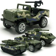 Military Vehicle 4 in 1 Playset Diecast Army Tank Toys Set Gifts for Kids Boys