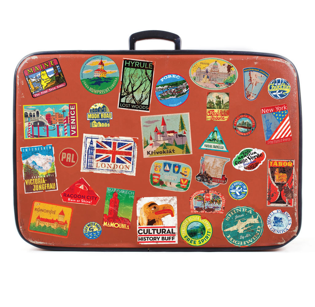 luggage stickers vintage