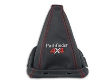 FÜR NISSAN PATHFINDER R51 SCHALTMANSCHETTE SCHALTSACK STICKEREI NAHT ROT RAHMEN