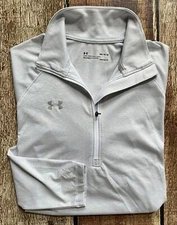 UNDER ARMOUR 1/4 ZIP LIGHT GRAT STRIPED PULLOVER ACTIVE TOP WOMENS MEDIUM EUC