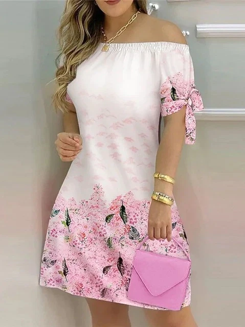 Vestidos Casuales De Verano Para Mujer Ropa De Moda Casual Manga Corta Estampado