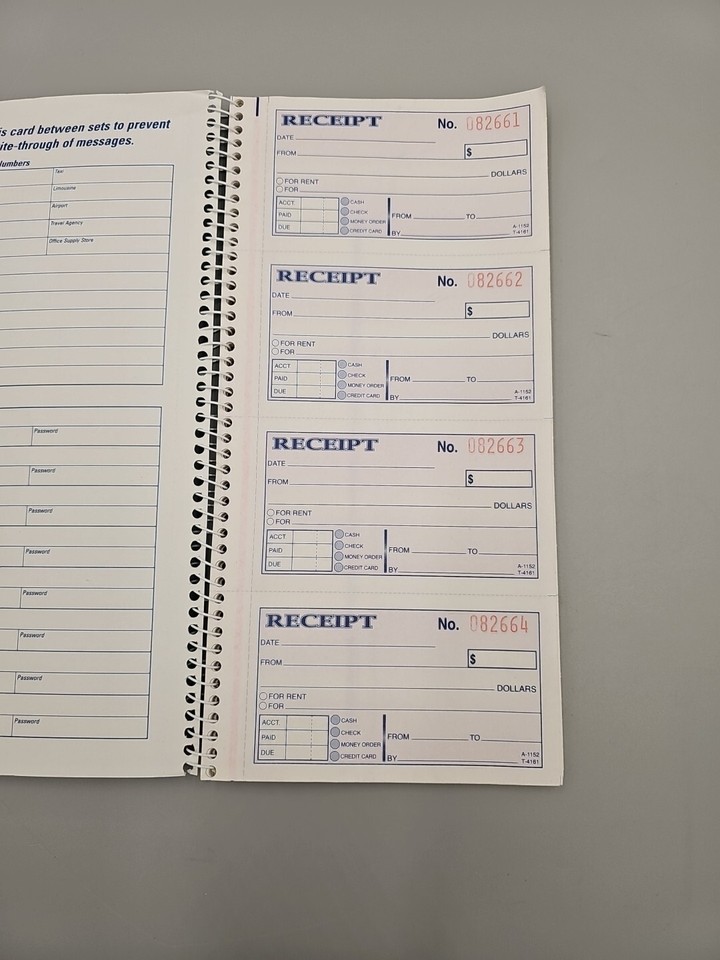 Caliber Money Rent Receipt Book 200 sets eBay