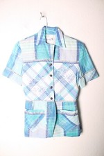 Didier Parakian Vintage Checked Blazer Jacket - Blue checked - Size 10 (98c)