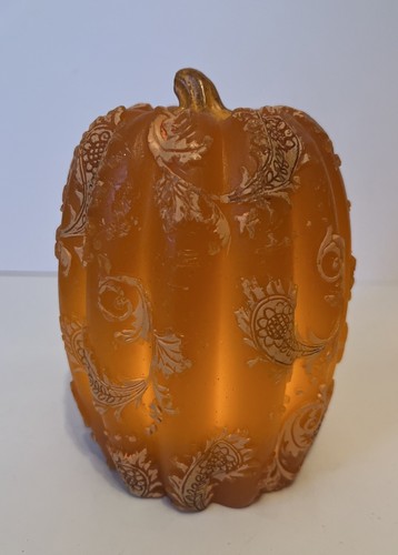 3-Piece Illuminated “Wax” Pumpkins with Scroll Design by Valerie. #H200893 - Picture 2 of 4