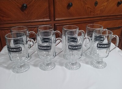   (8) BUSHMILLS Glass Mugs, Unused Bar Restaurant Quality Glass Mugs, 5 1/2''