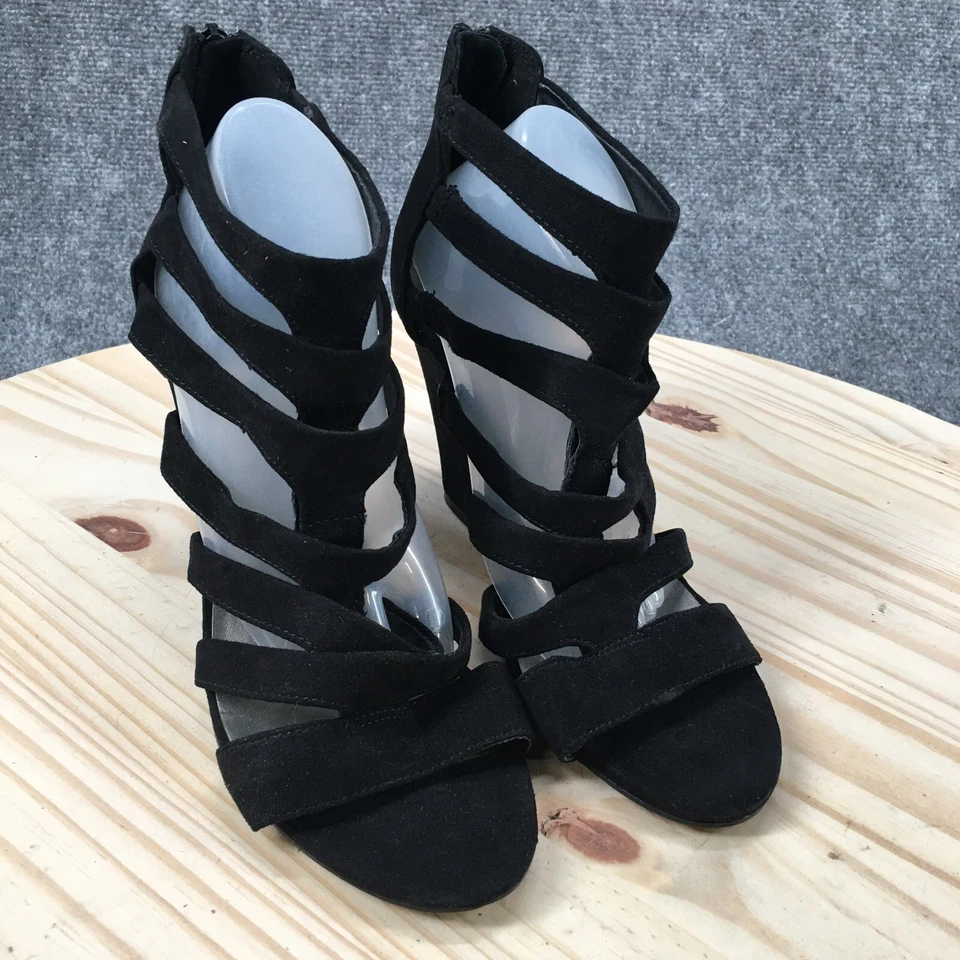 Tacones G By Guess para mujer 7,5 M Hiplee 2 Gladiador con tiras cuña tela negra cremallera Foto 3 de 4