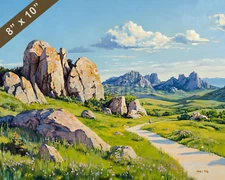 City of Rocks granite formations oil painting 8x10 Print