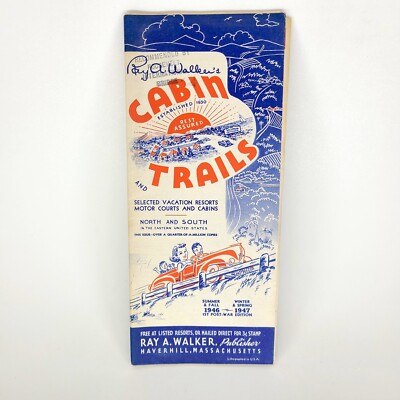 1946 Ray A Walker Cabin Trails Travel Brochure Map Vacation Resorts Motels