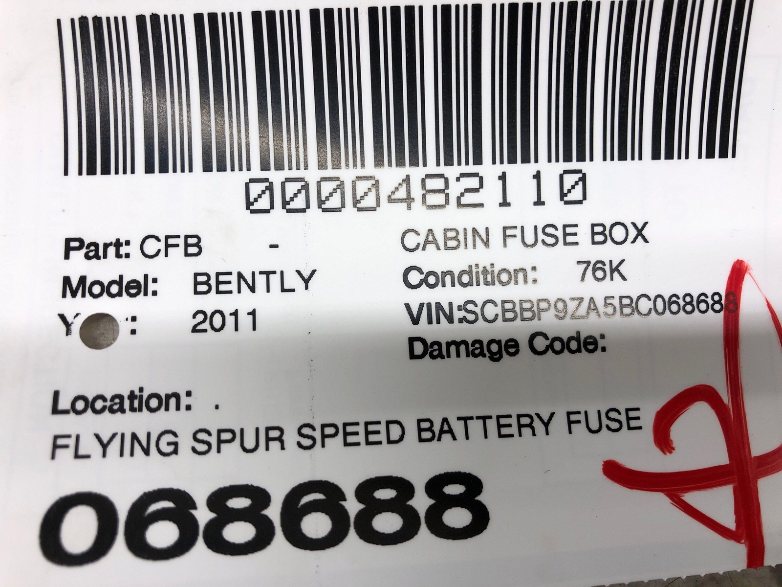 2006-2012 BENTLEY CONTINENTAL FLYING SPUR SPEED OEM BATTERY FUSE BOX 3W0937550