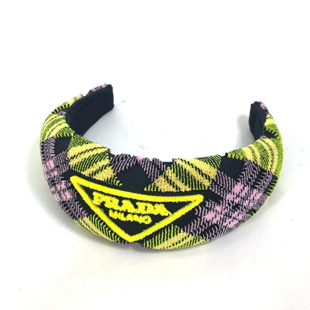 UNUSED PRADA pile triangle logo plate hair accessories hair band headband Prada Triangle Logo Padded Re-Nylon Headband | Neiman Marcus main image 2