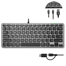 Macally Wired Keyboard for Mac with USB Hub 2X USB-C / 1x USB-A - Compatibl...