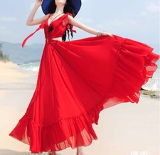 Custom Made To Order Double-V-Neck Shoulder-Tie Cutout Ball Gown plus1x-10x Y756