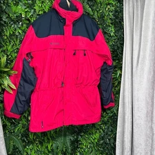 COLUMBIA SPORTSWEAR Jacket Mens M Fleece Line Bugaboo Red Black  Full Zip 2 In 1