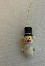 Snowman Wooden Christmas Ornament Wood 2 3/4" Made in Taiwan