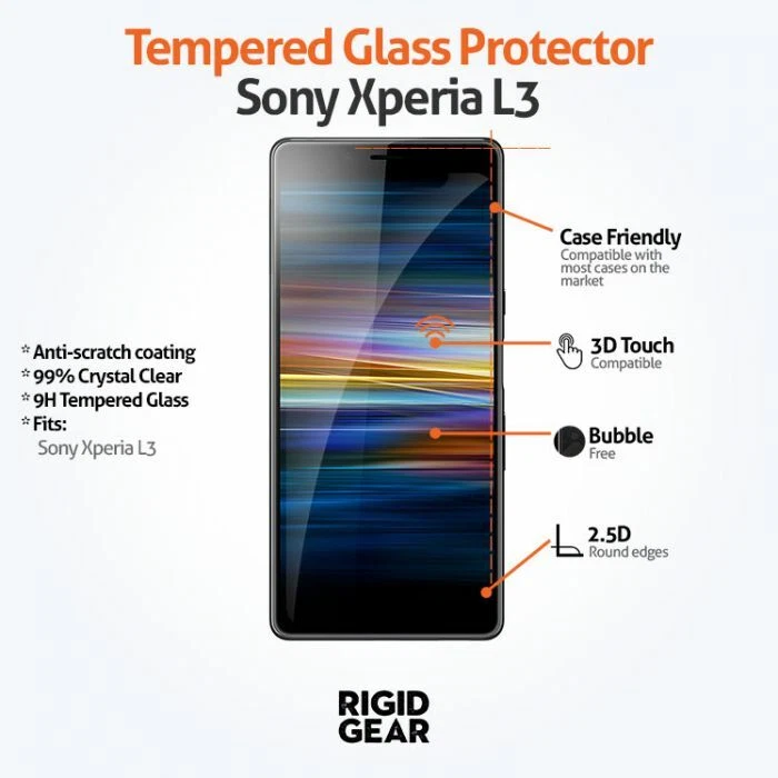 FOR SONY XPERIA L3 NEW 2019 GORILLA-TEMPERED GLASS FILM SCREEN PROTECTOR - Image 3 of 3