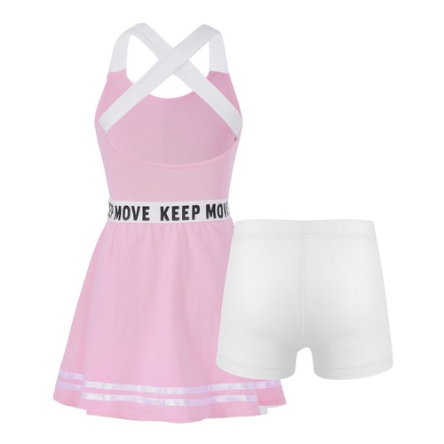 Kids Girls Sports Suit 2Pcs Tracksuit Golf A-line Dress With Shorts Set Gym - Picture 44 of 65