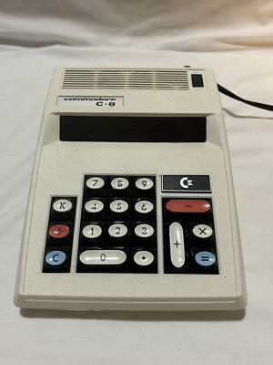 Commodore C*8 Calculator Vintage White Bright Red Display Made In USA. Works.
