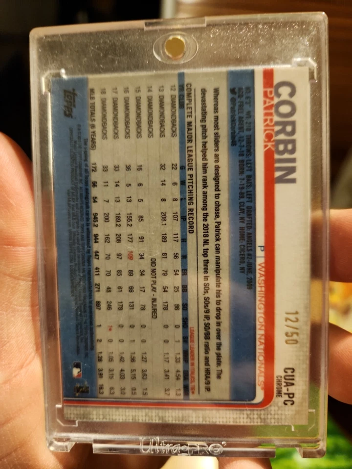Refrator dourado atualização 2019 Topps Chrome 12/50 Patrick Corbin #CUA-PC - Imagem 2 de 2