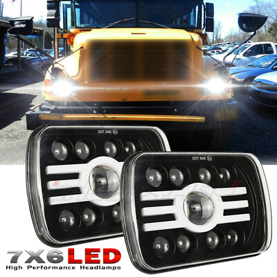 2-Pack 5x7 / 7x6 LED Headlights Hi/Lo Beam – Fits International 3800 School Bus & More (DOT, IP68)