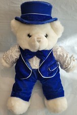 2002 Dan Dee Keepsake White Bear Blue Top Hat Plush Stuffed Animal Christmas 16"