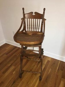antique high chair rocker combination