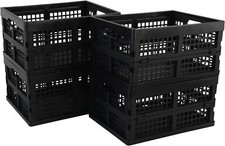 Collapsible Milk Crates, 15 L Storage Bins, Plastic Stackable...