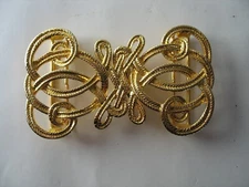 Vtg 1980s Douglas Paquette Gold Scroll Knot Fashion Belt Buckle 2 pc