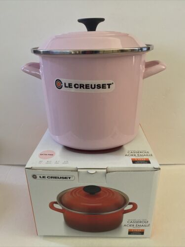 Pink Le Creuset Stock Pot Casserole 3 7/8 Quarts Enamel on Steel New